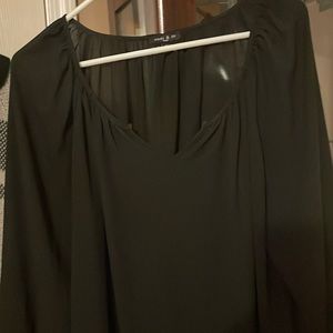 Black long sleeve shell blouse